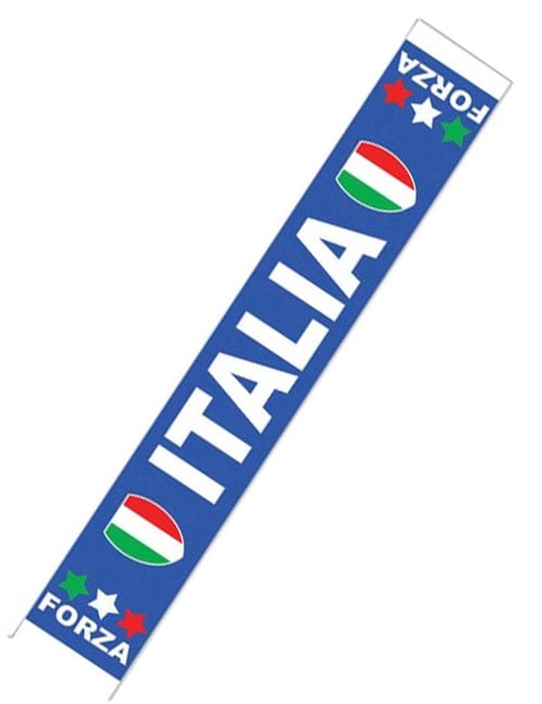 Echarpe de supporter Italie pour adulte bleue avec inscriptions Italia et Forza