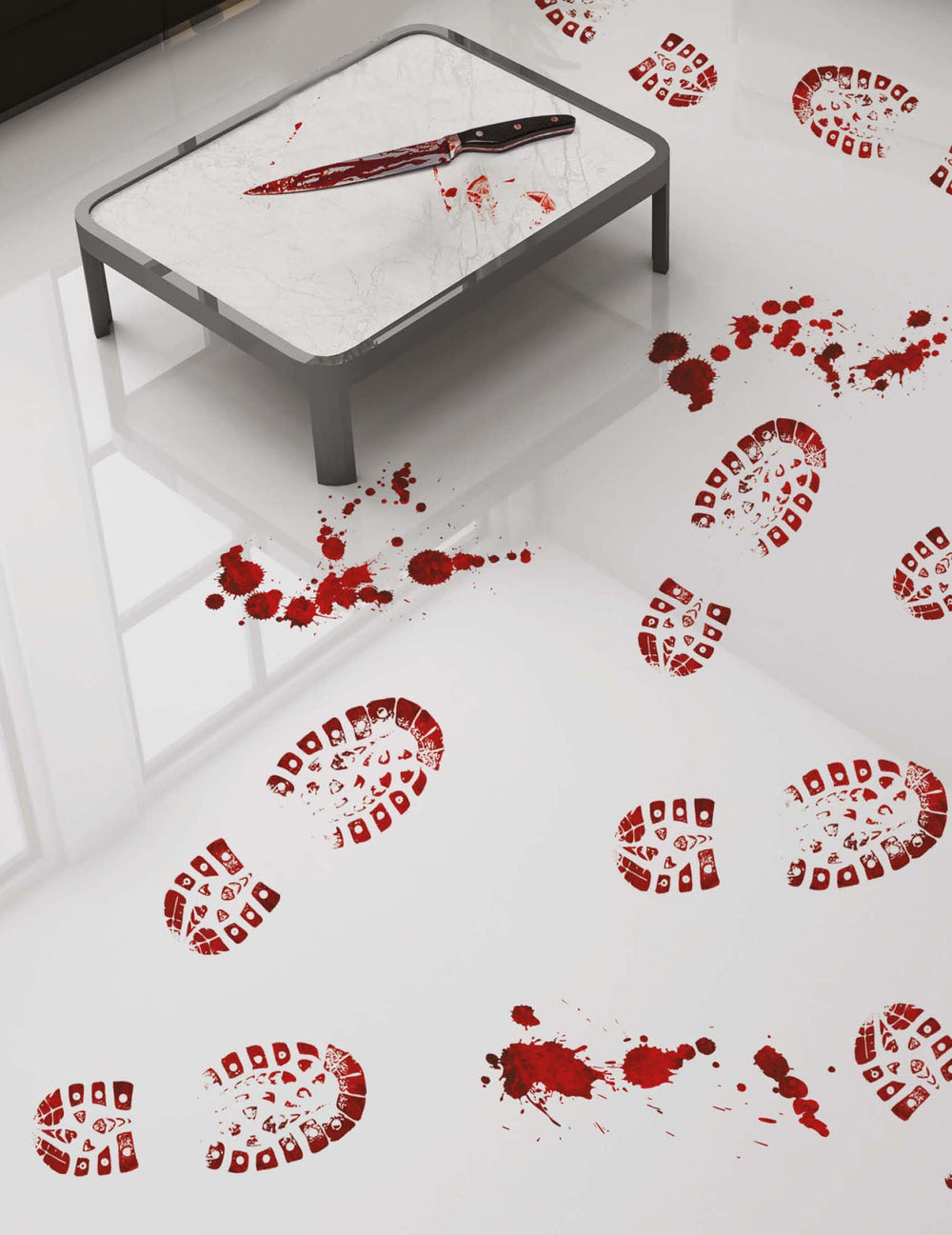 Empreintes de pas adhésives sanglantes pour Halloween rouges