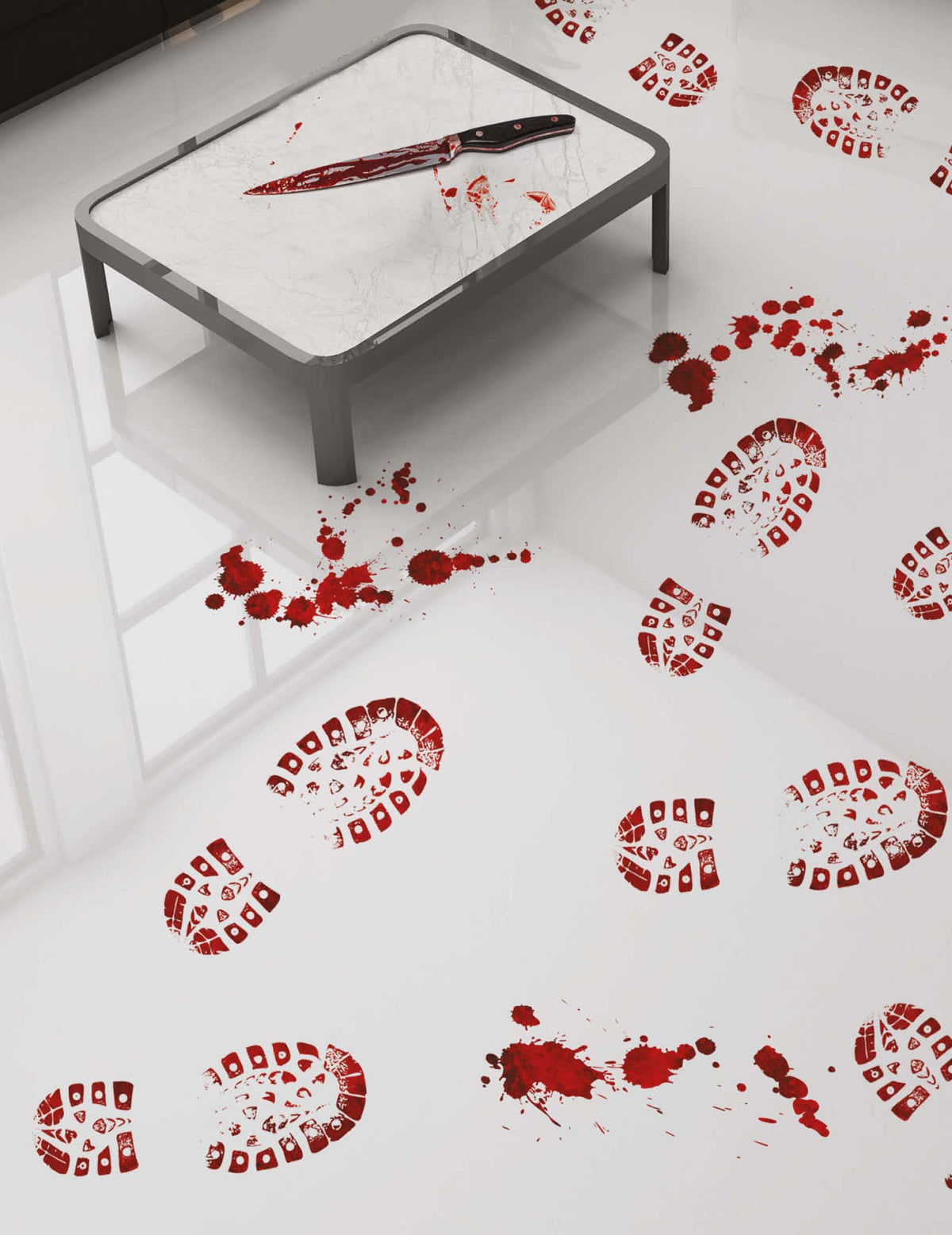 Empreintes de pas adhésives sanglantes pour Halloween rouges
