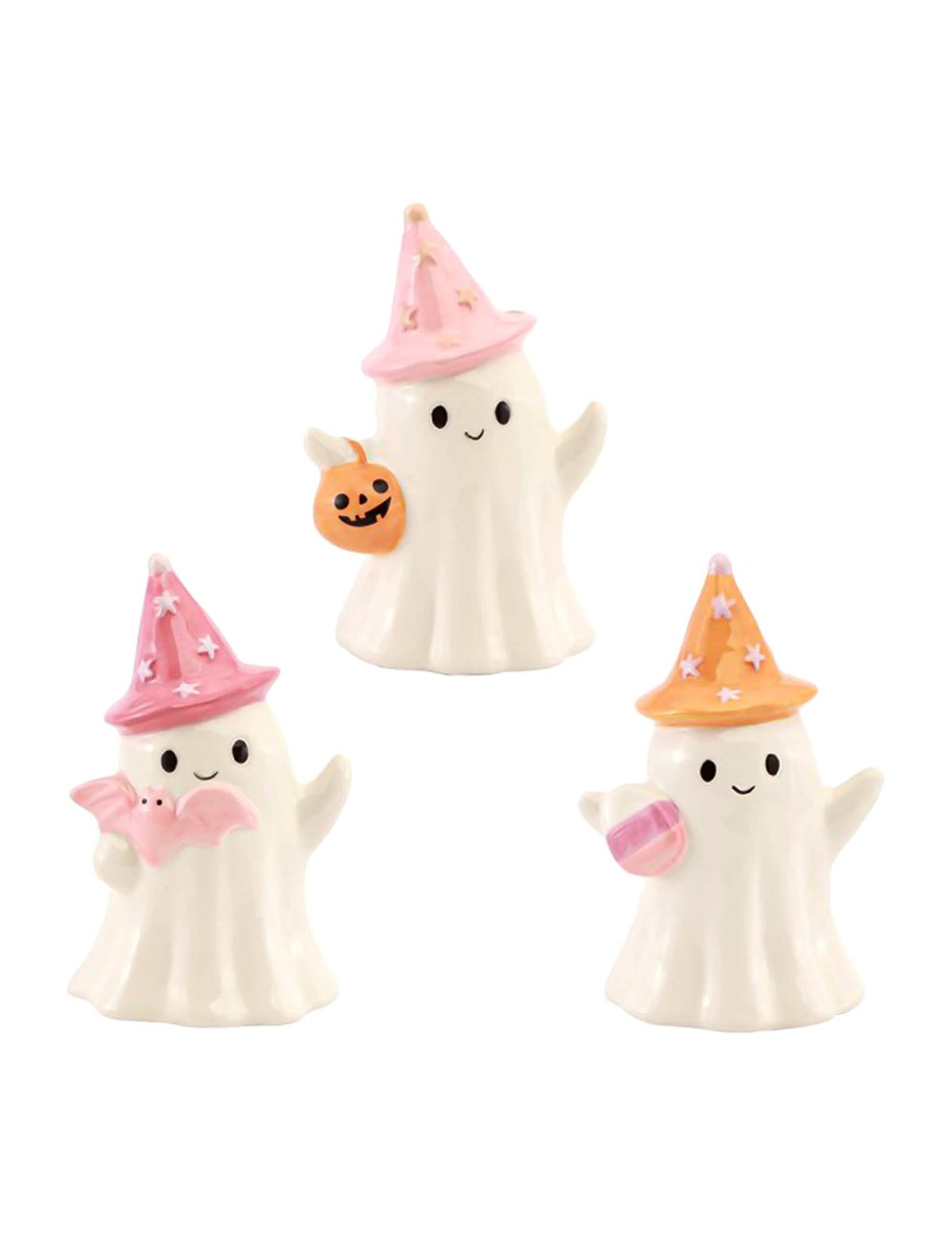 Dekoratívny duch Summerween z keramiky s hviezdnym klobúkom 9,5 x 8 x 15 cm