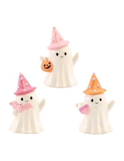 Dekoratívny duch Summerween z keramiky s hviezdnym klobúkom 9,5 x 8 x 15 cm
