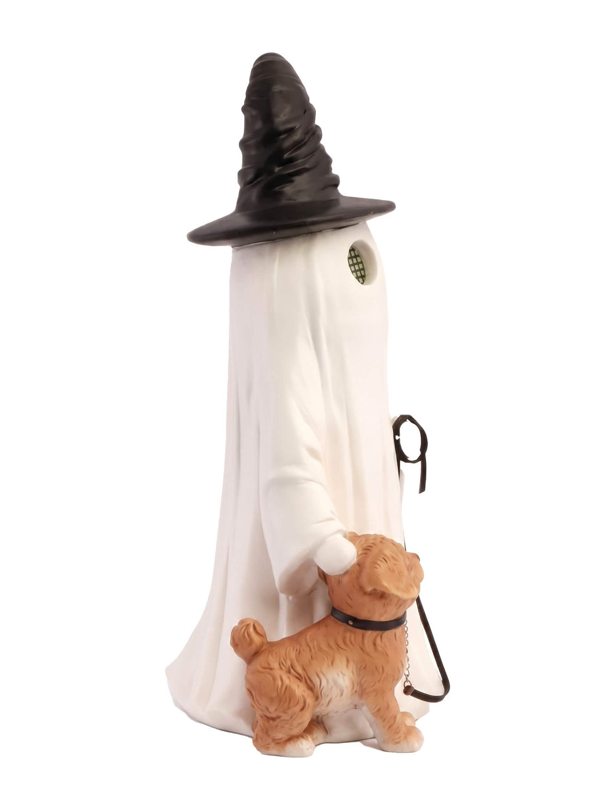 Dekoratívny duch Summerween z živice s bodkovaným klobúkom pre psa a animovanými LED očami 23,5 x 20 x 45,5 cm