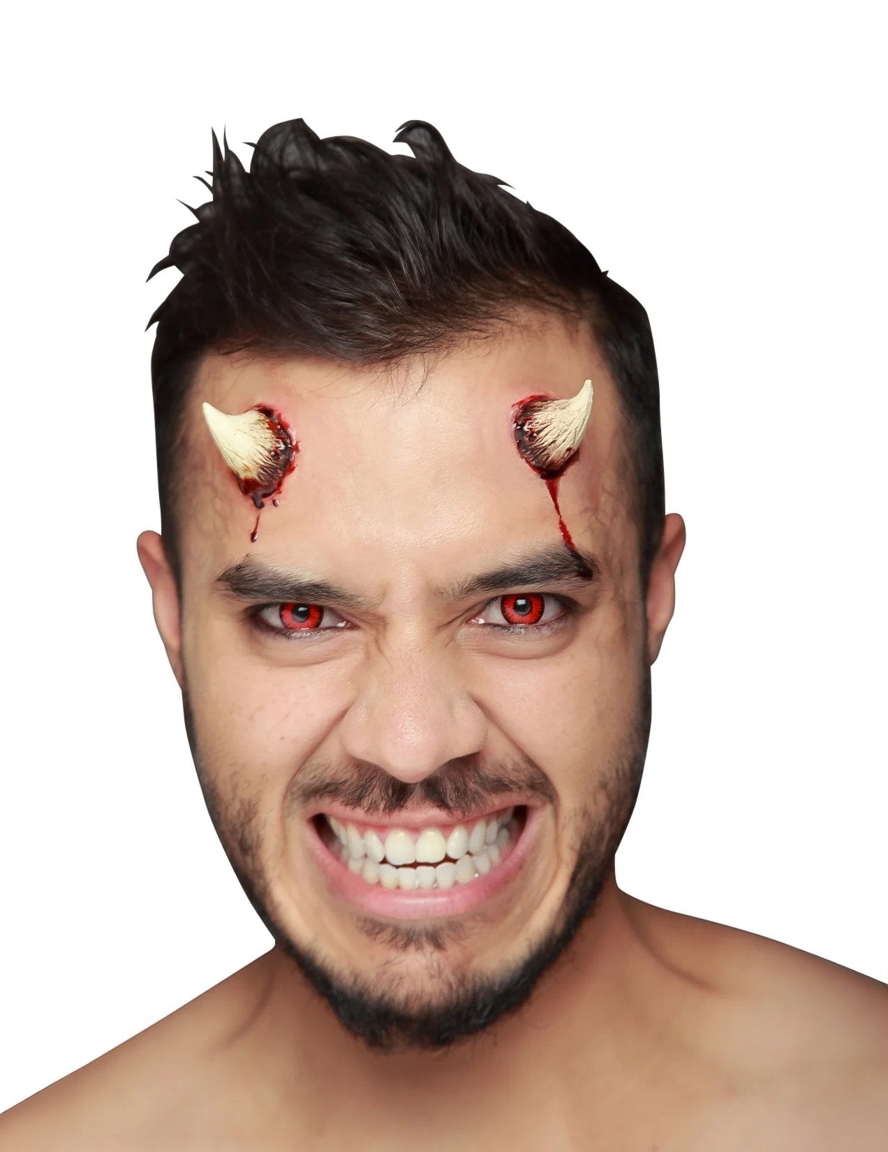 Falošné diabolské rohy pre dospelých béžové a zakrvavené