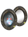 Faux miroir sonore et lumineux Halloween pour décoration doré vieilli avec visage hanté aux yeux rouges
