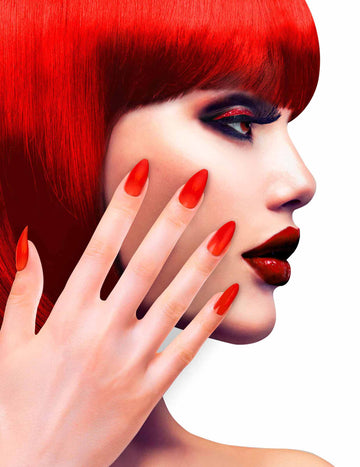 Faux ongles adhésifs rouges pour adulte pointus