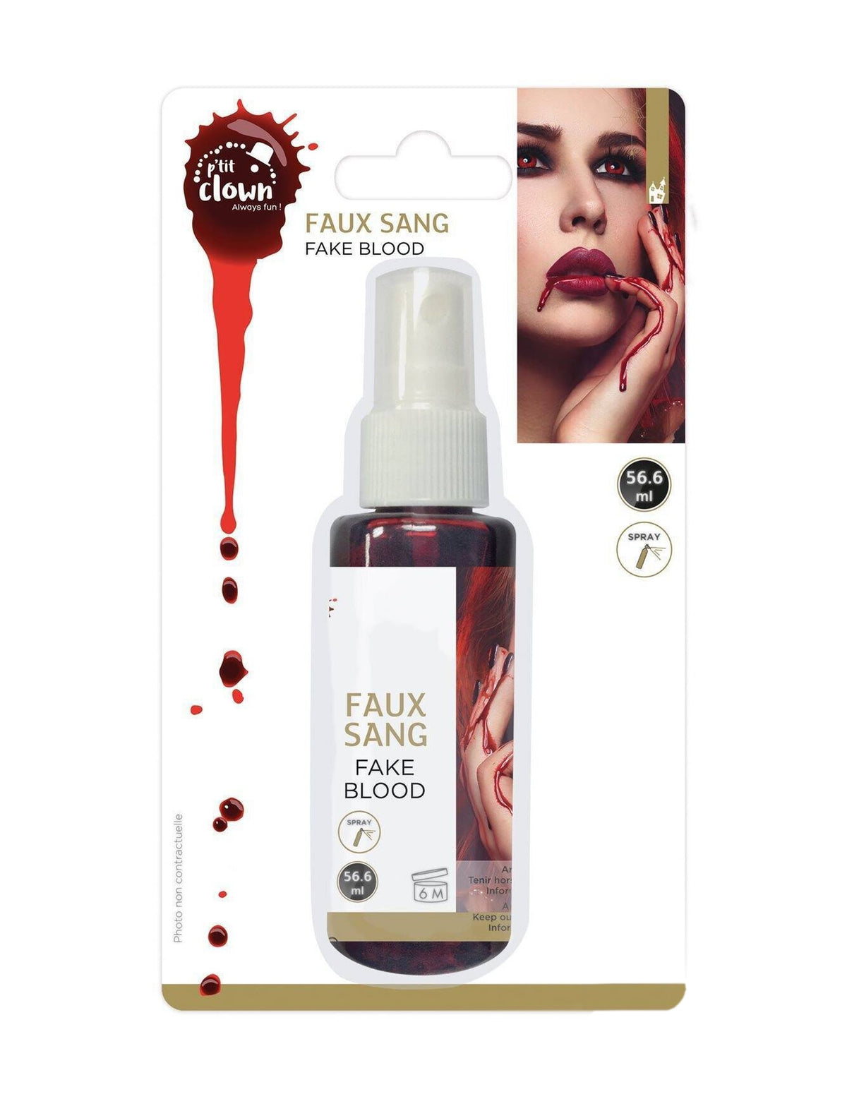Faux sang en spray d'Halloween pour adulte rouge