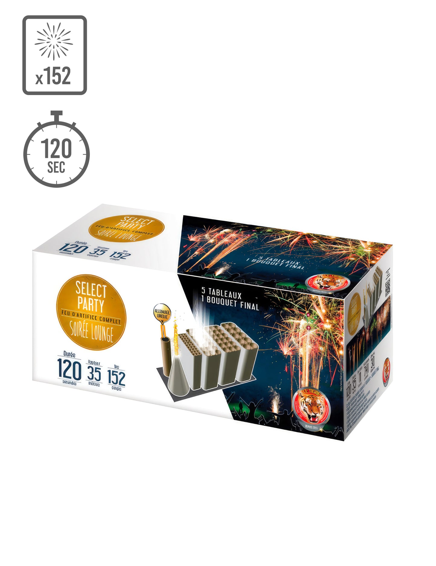 Lounge® ohňostroj na večernú párty 152 výstrelov 120 sek 