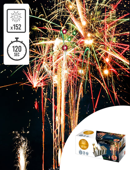 Feu d'artifice Soirée Lounge pour fête multicolore 152 tirs 120 secondes