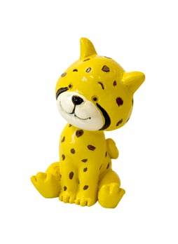 Figurine en résine guépard assis jaune à taches marron