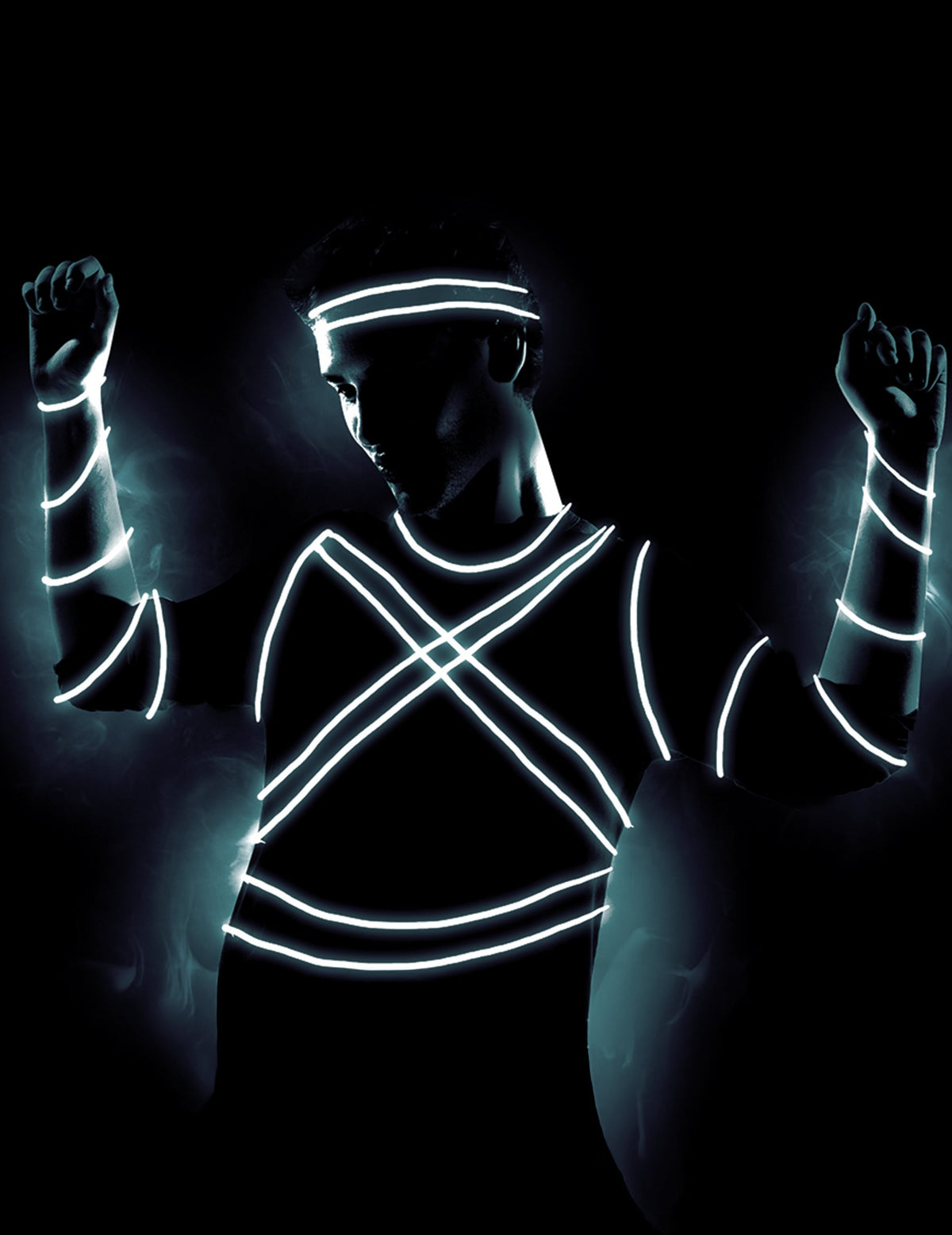 Mise en situation sur une silhouette du fil LED blanc pour adulte