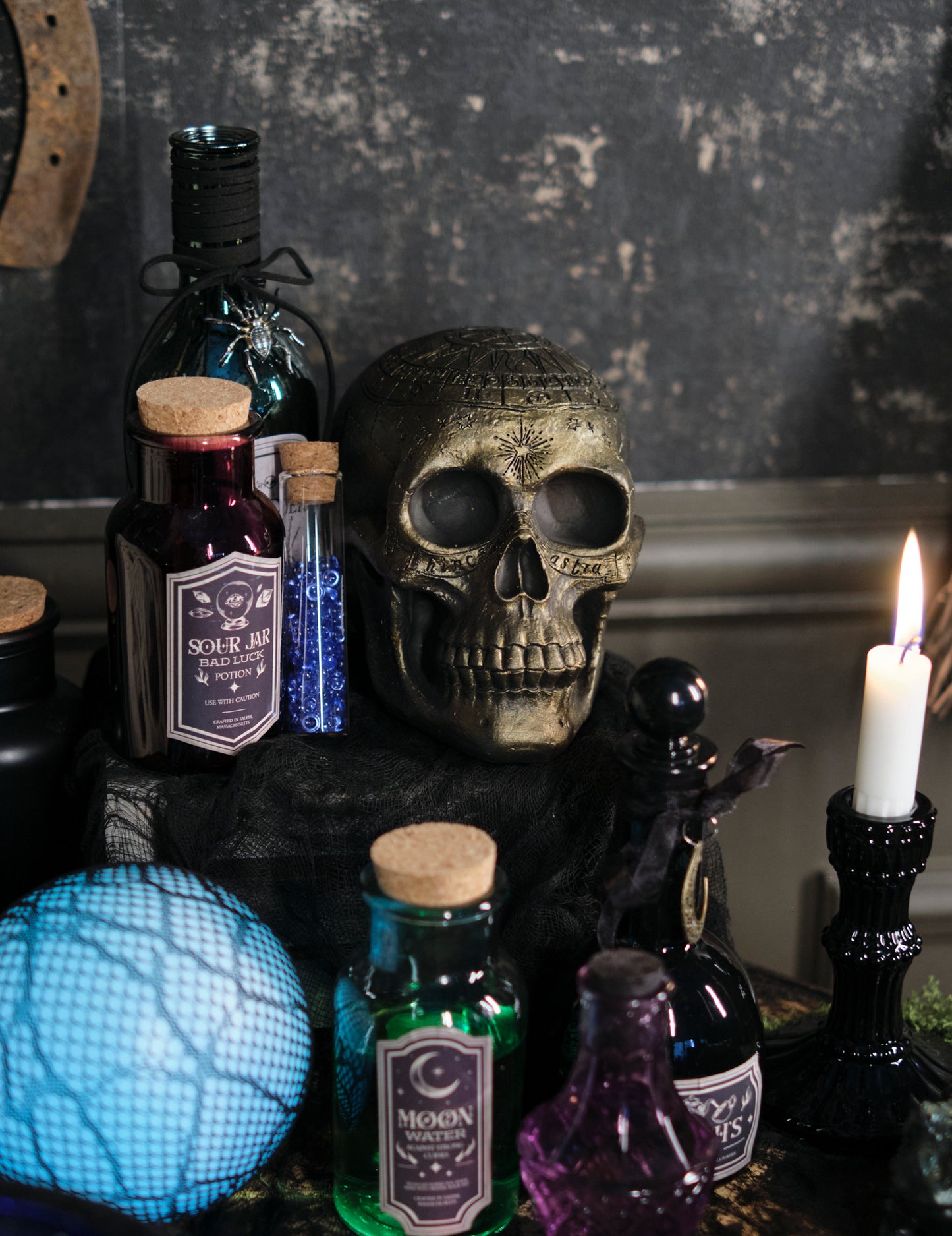 Moon Water Green Glass Vial 13.5 cm