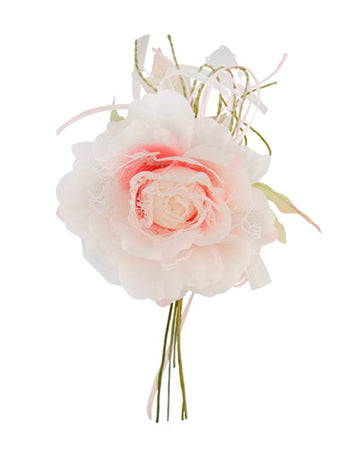 Ružový kvet, čipka a perly, 11 x 20 cm na svadbu