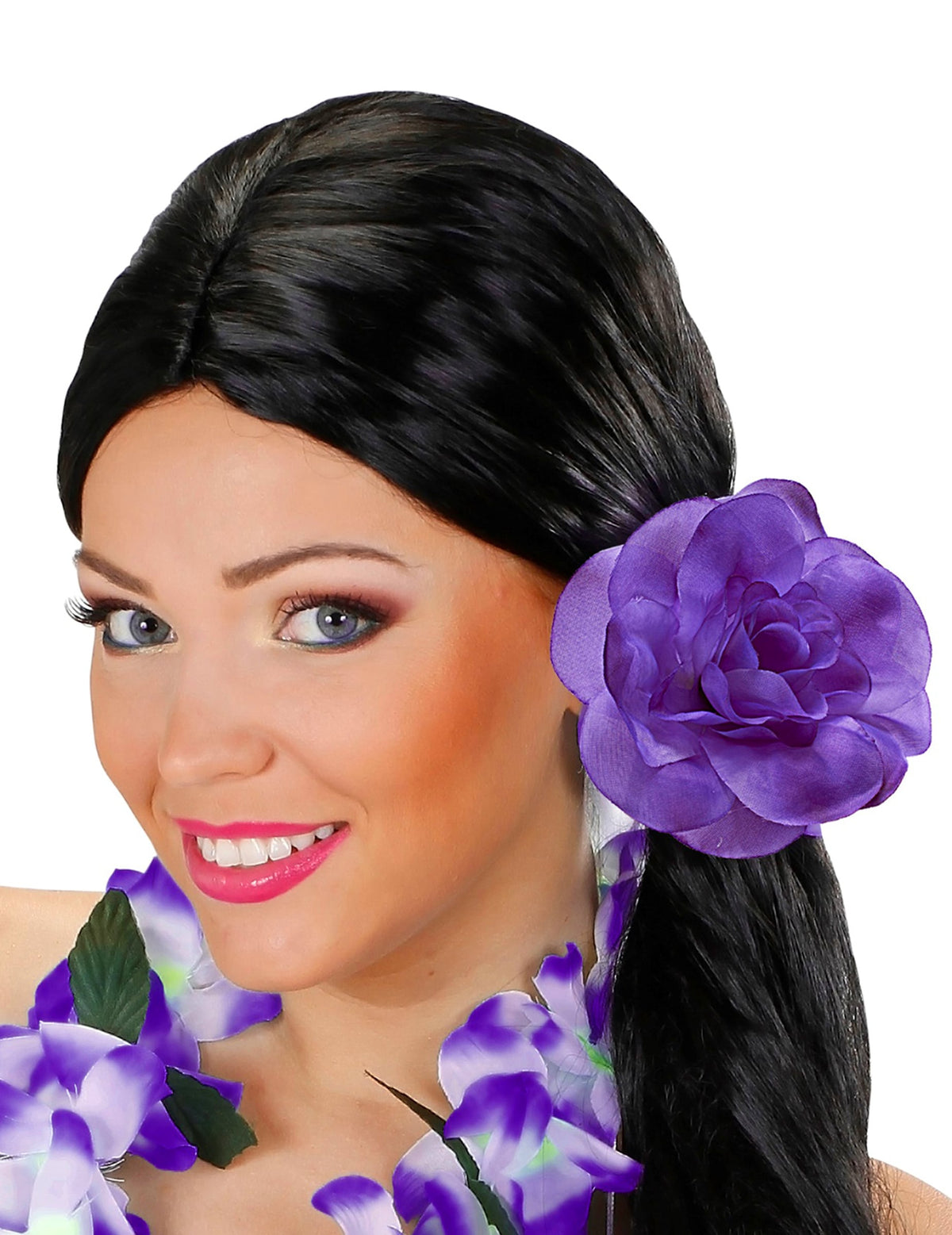 Fleur avec élastique pour cheveux pour femme violette