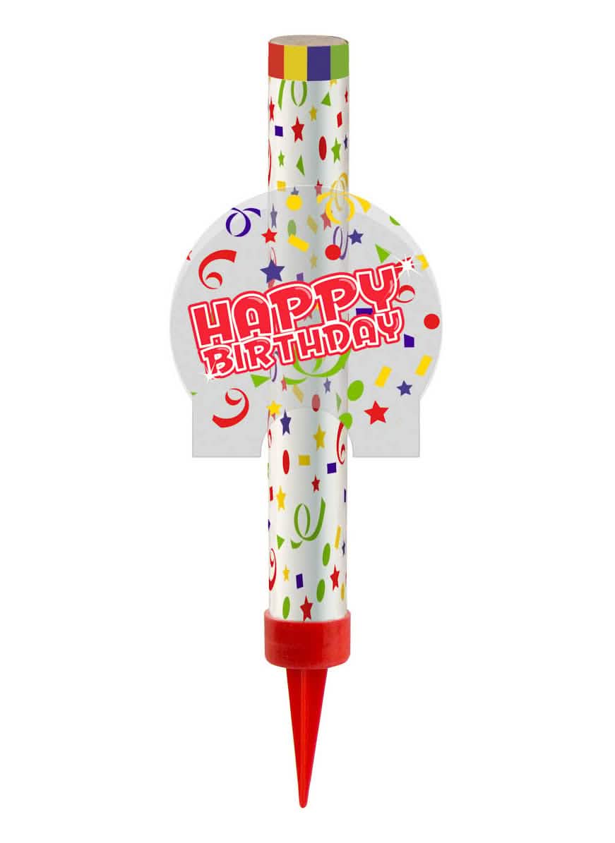 Ľadová fontána Happy Birthday na tortu biela a viacfarebné s konfety