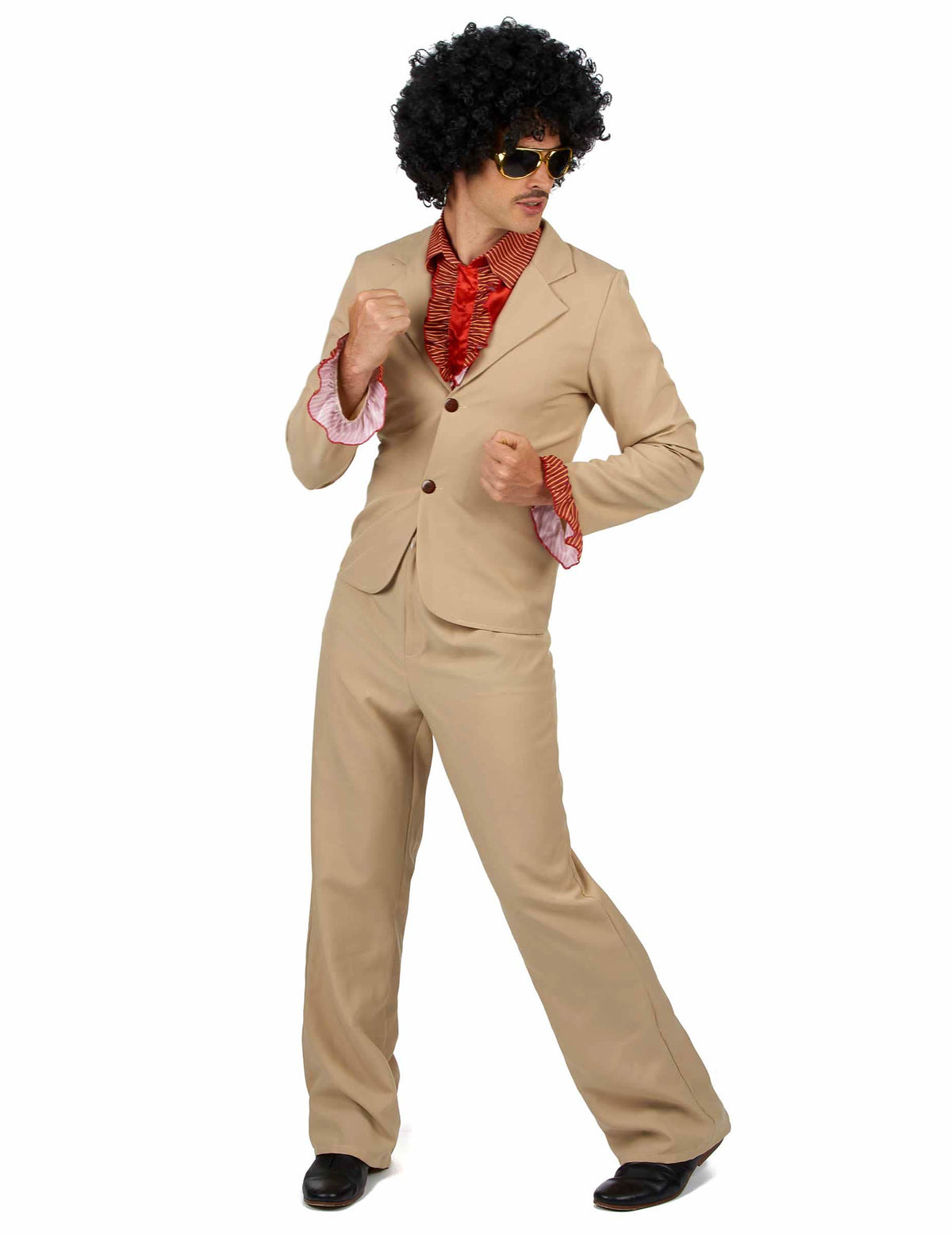 disco kostým pre muž béžová s červenými volánmi