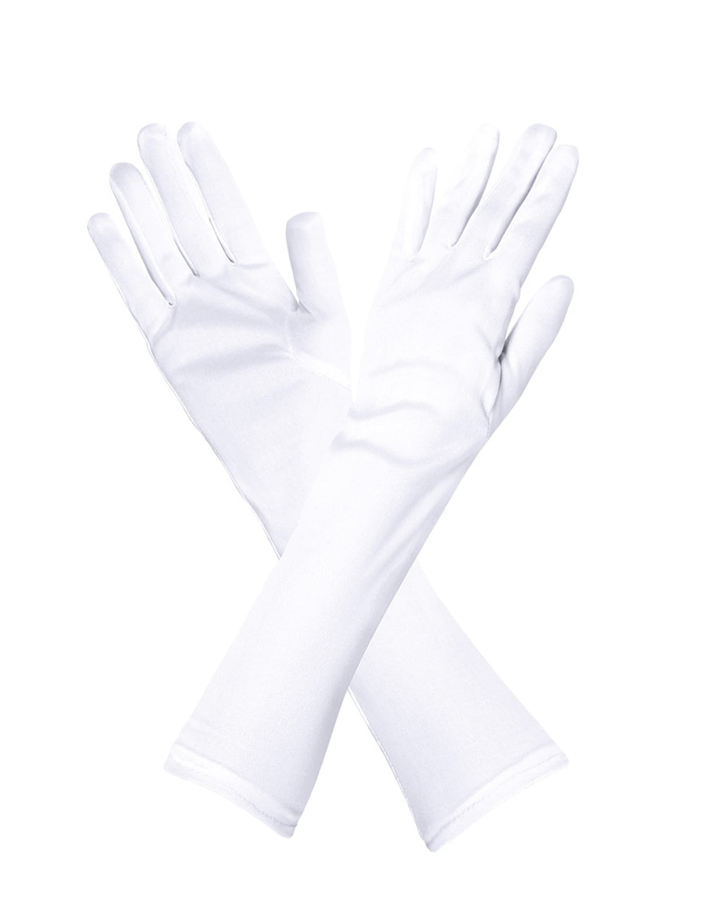 Vue croisée des gants longs pour adulte blancs