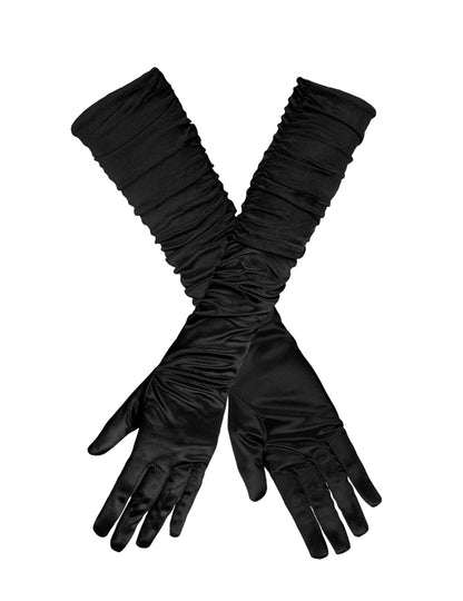 Dlhá čierna saténová rukavice žena