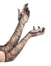 Gants longs toile d'araignée pour femme noirs en dentelle