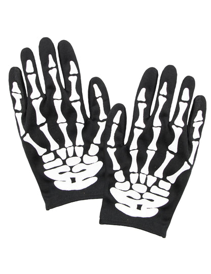 Gants squelette pour adulte noirs et blancs