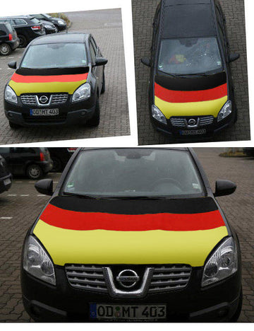 Poťah na kapotu motora vo farbách nemeckej vlajky čierno-červeno-zlatý 