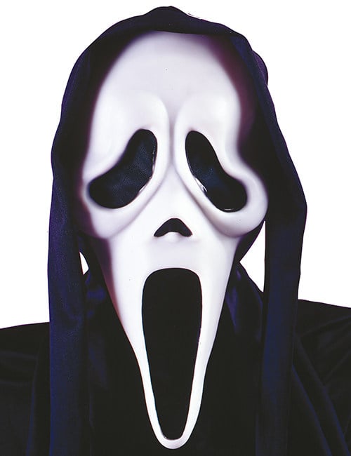 Masque Ghost Face Scream pour adulte noir et blanc avec cagoule