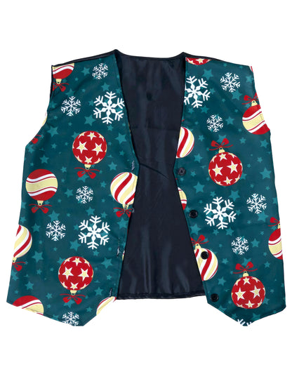 Vesta s motívom snehových vločiek a vianočných gúľ pre dospelých 