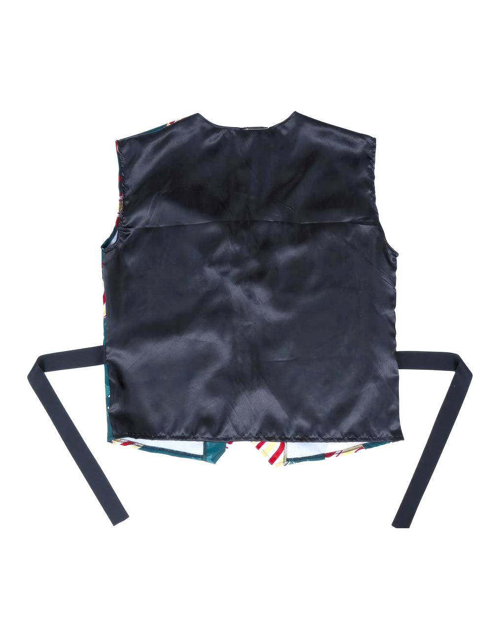 Vue de dos du gilet à motifs flocons et boules de Noël pour adulte