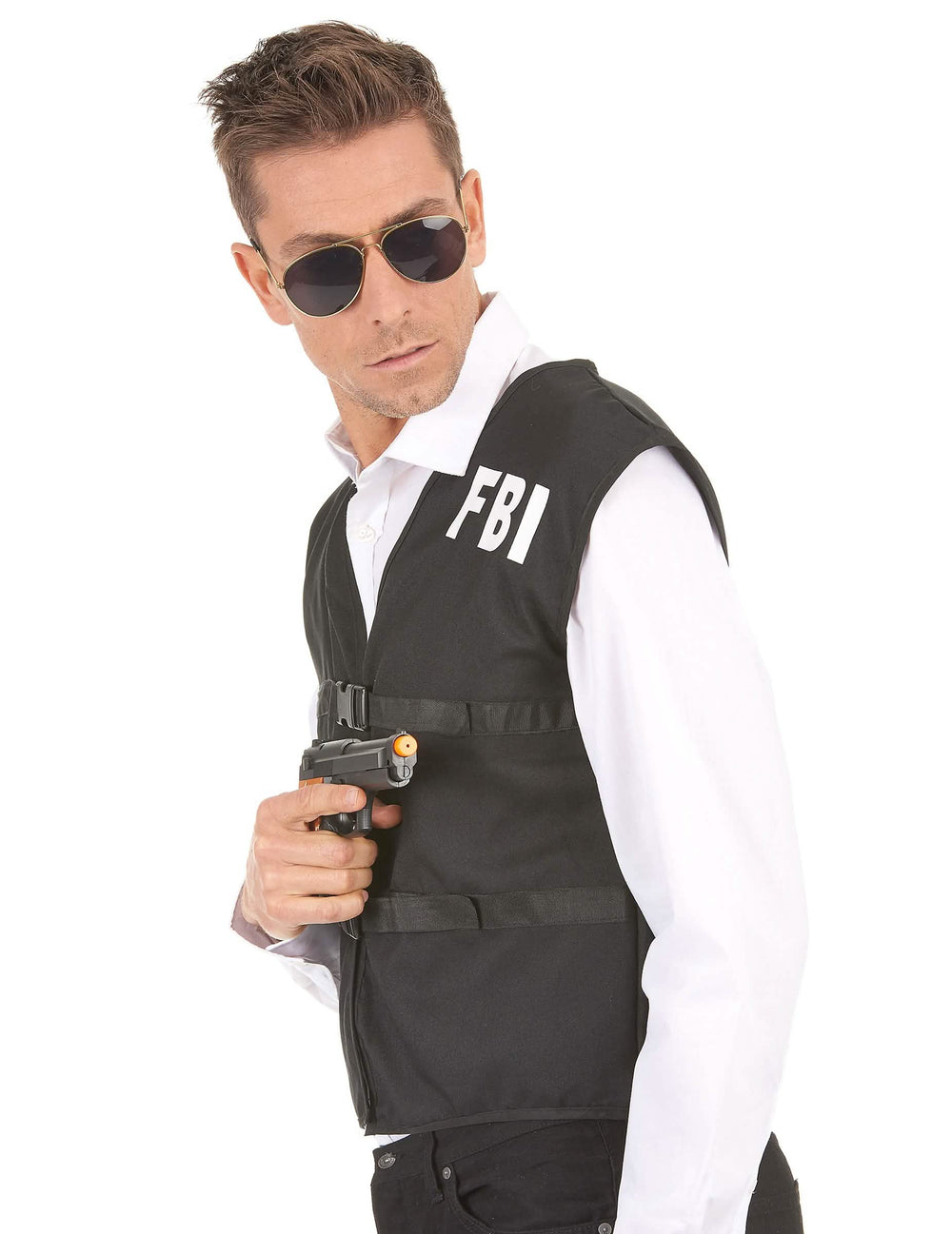 Bočný pohľad na vestu FBI