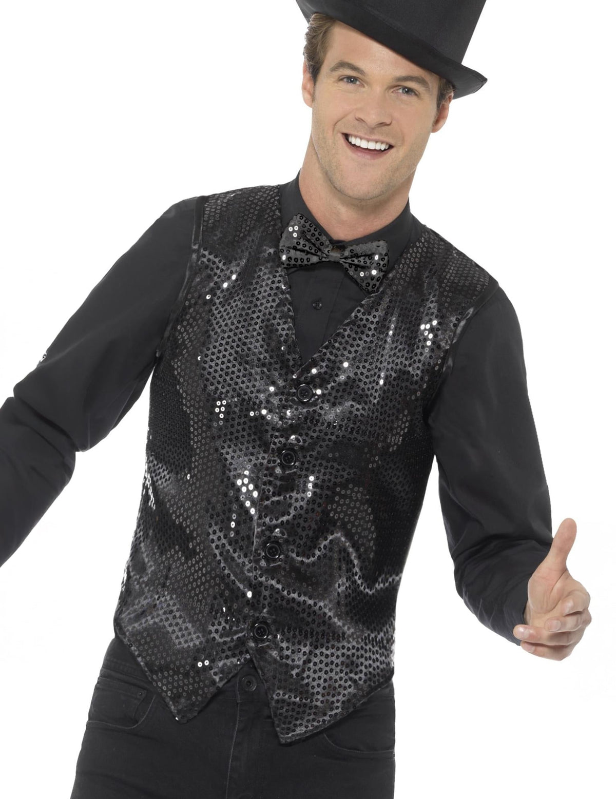 Gilet à sequins pour adulte noir