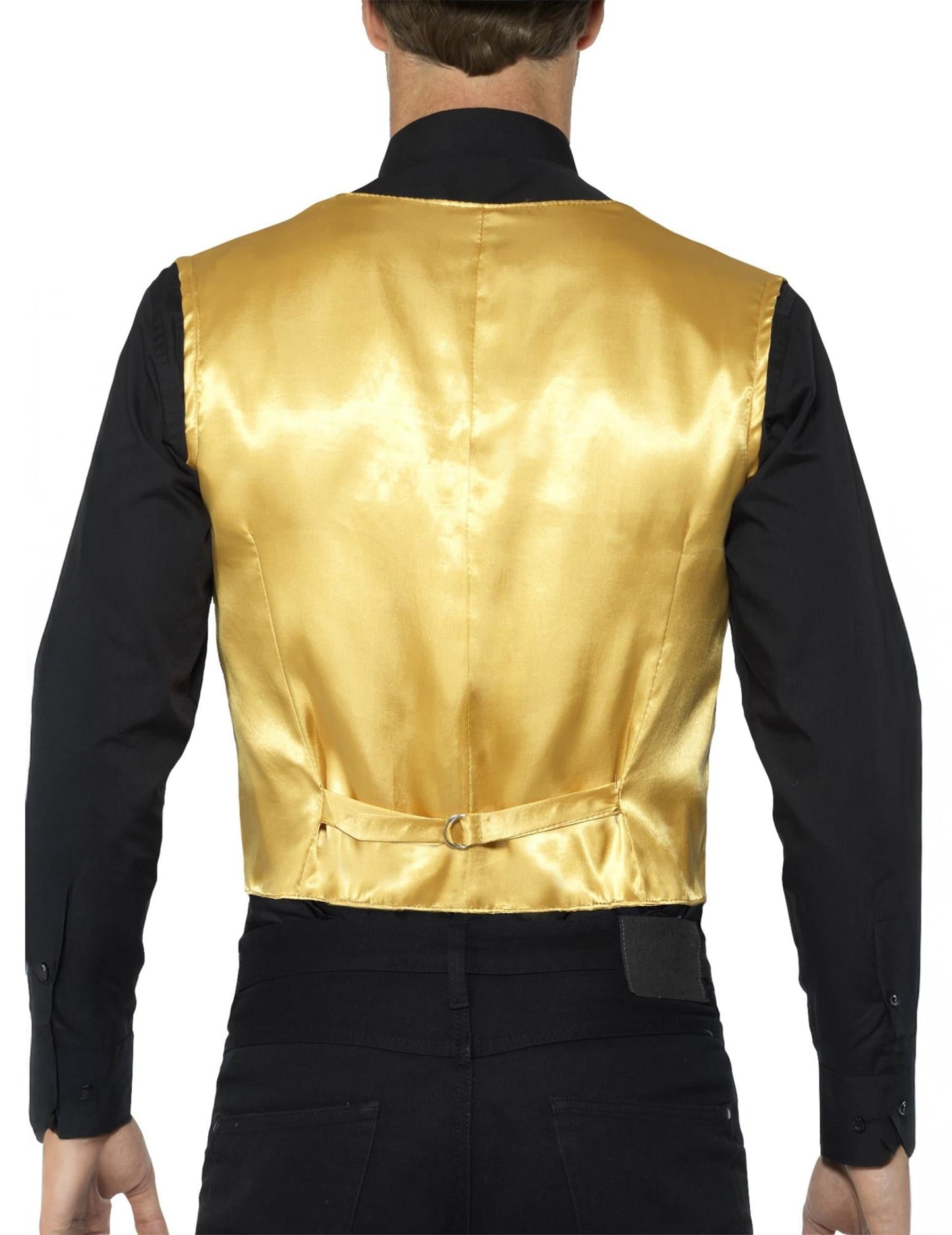 Vue de dos du gilet or à sequins pour adulte