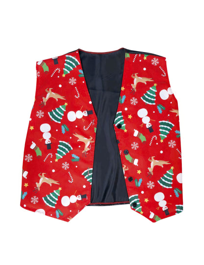 Červená vesta pre dospelých s vianočnými vzormi