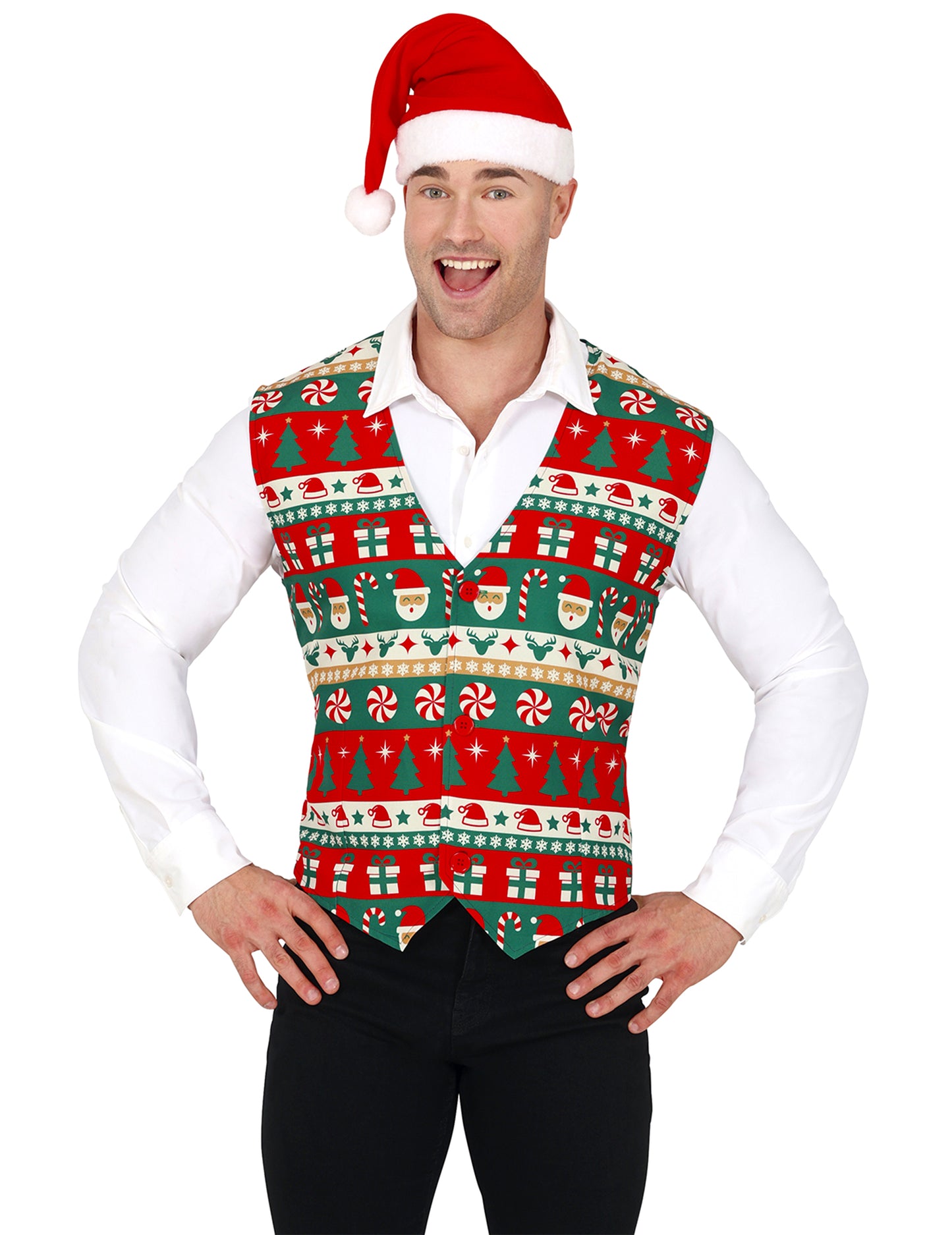 Gilet rouge et vert de Noël adulte
