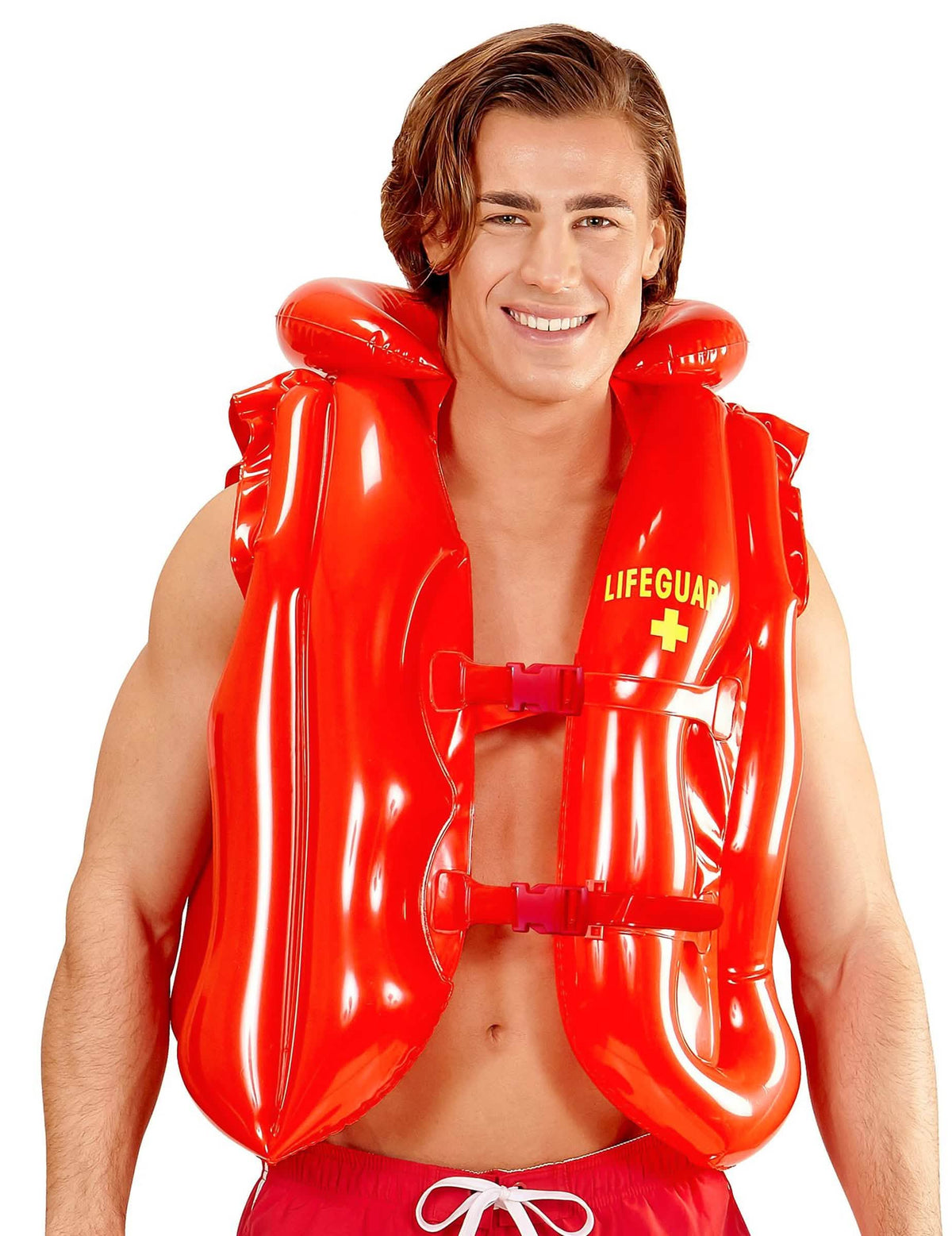 Detail na systém pripevnenia nafukovacej záchrannej vesty Lifeguard