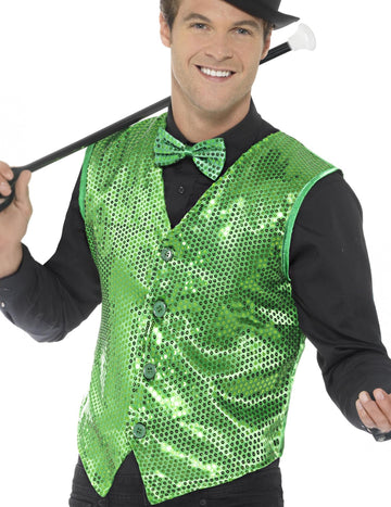 Zelená vesta s dospelými flitrami