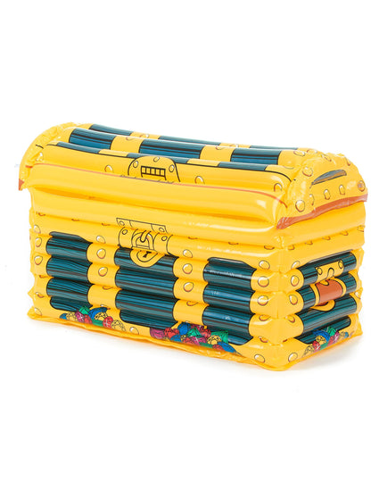 Vue du coffre fermé de la glacière coffre gonflable pirate pour adulte