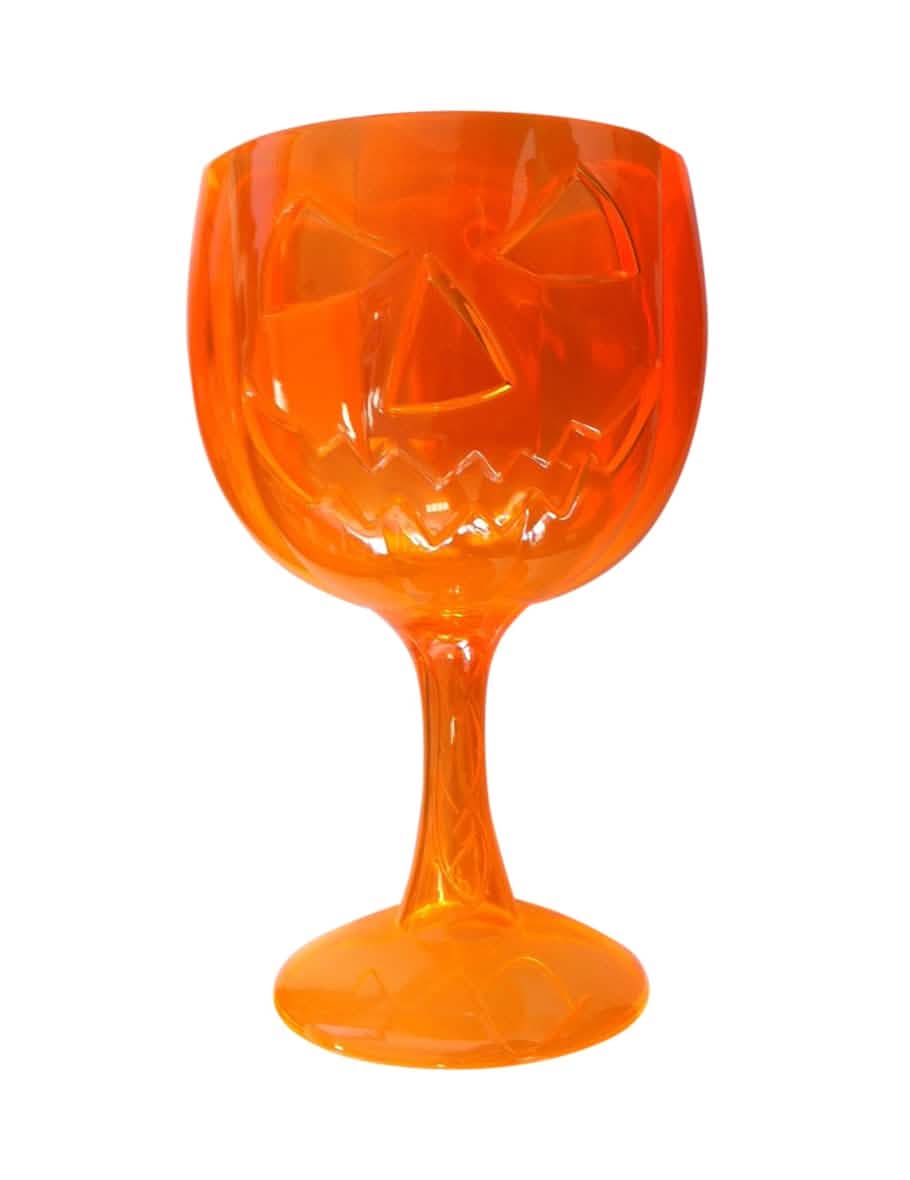 Plastový pohár na stopke tekvica pre halloween oranžová