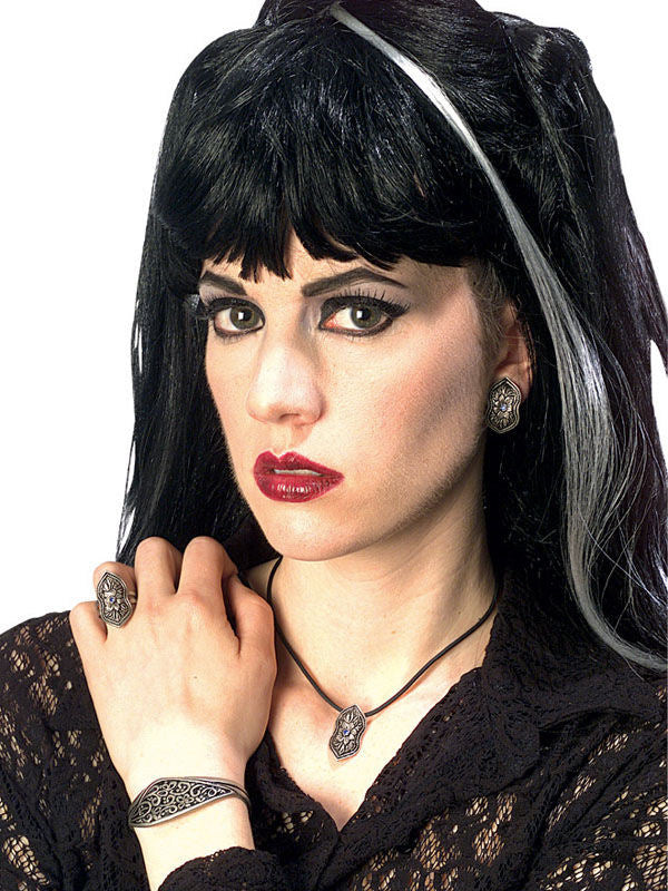 Gotická súprava šperkov so polodrahokamami strieborná 