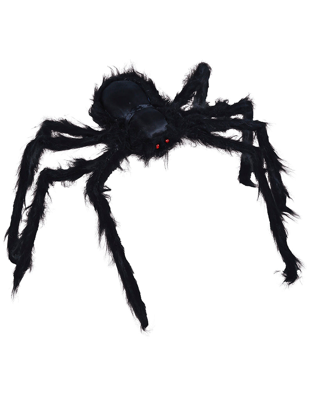 Grande araignée d'Halloween pour décoration noire poilue avec yeux rouges