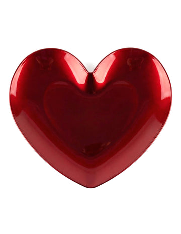 Červený plastový servírovací tanier v tvare srdca 35,4 cm