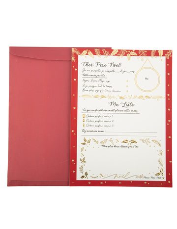 Veľký list pre Santu s obálkou, v štýle Holly Christmas, 21 x 28,5 cm, na vyplnenie