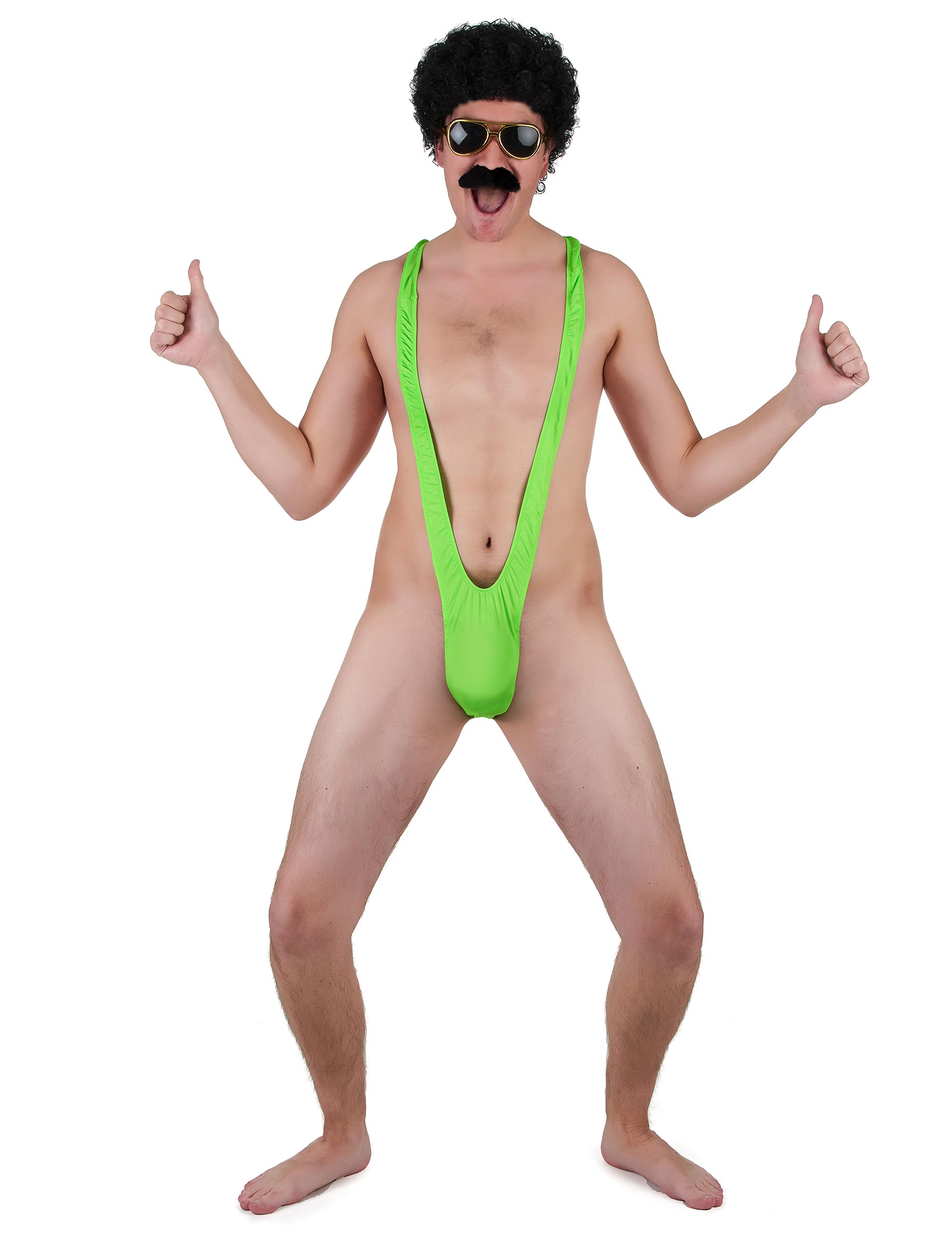 Mankini pour homme vert fluo
