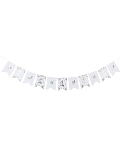 Vue d'ensemble de la guirlande de fanions Oh Baby végétal pour baby shower
