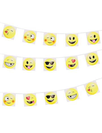 Guirlande à fanions émoticônes Imoji™ pour fête jaune 8m