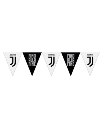 Čierna a biela plastová vlajka Juventus Garland 320 cm