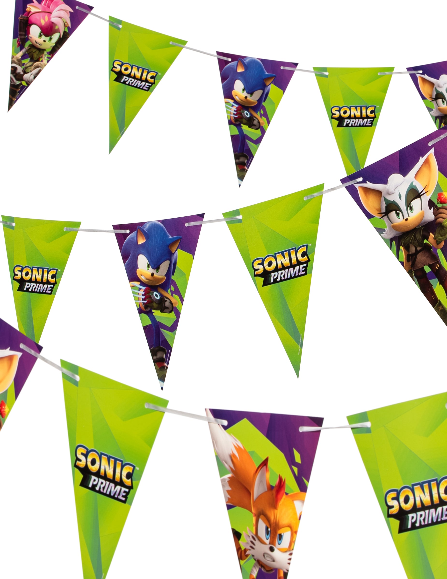 Guirlande à fanions Sonic Prime verte et multicolore