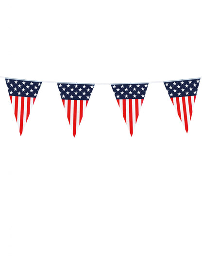 Guirlande à fanions USA pour décoration de fête bleu blanc rouge motif drapeau américain