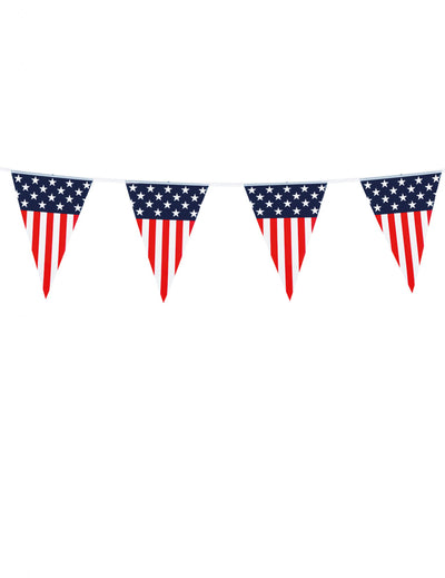 Guirlande à fanions USA pour décoration de fête bleu blanc rouge motif drapeau américain