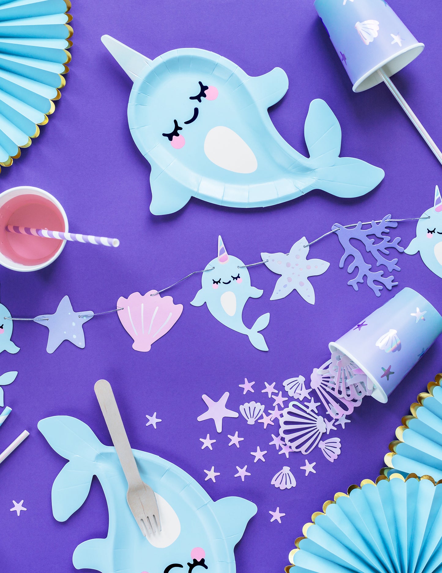 Narodeninová sada s girlandou z morského jednorožca - 1 m