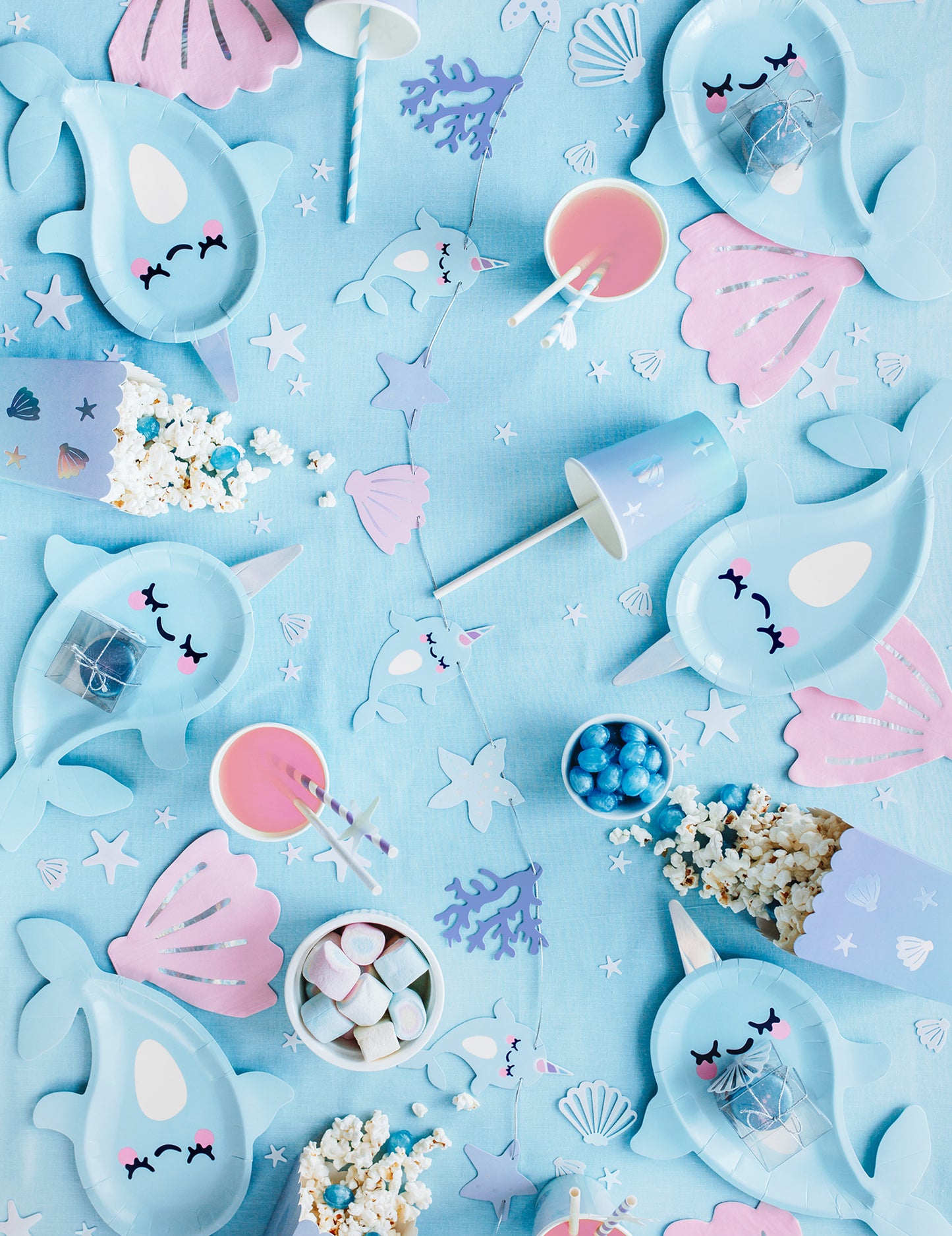 Narodeninová sada s girlandou z morského jednorožca - 1 m