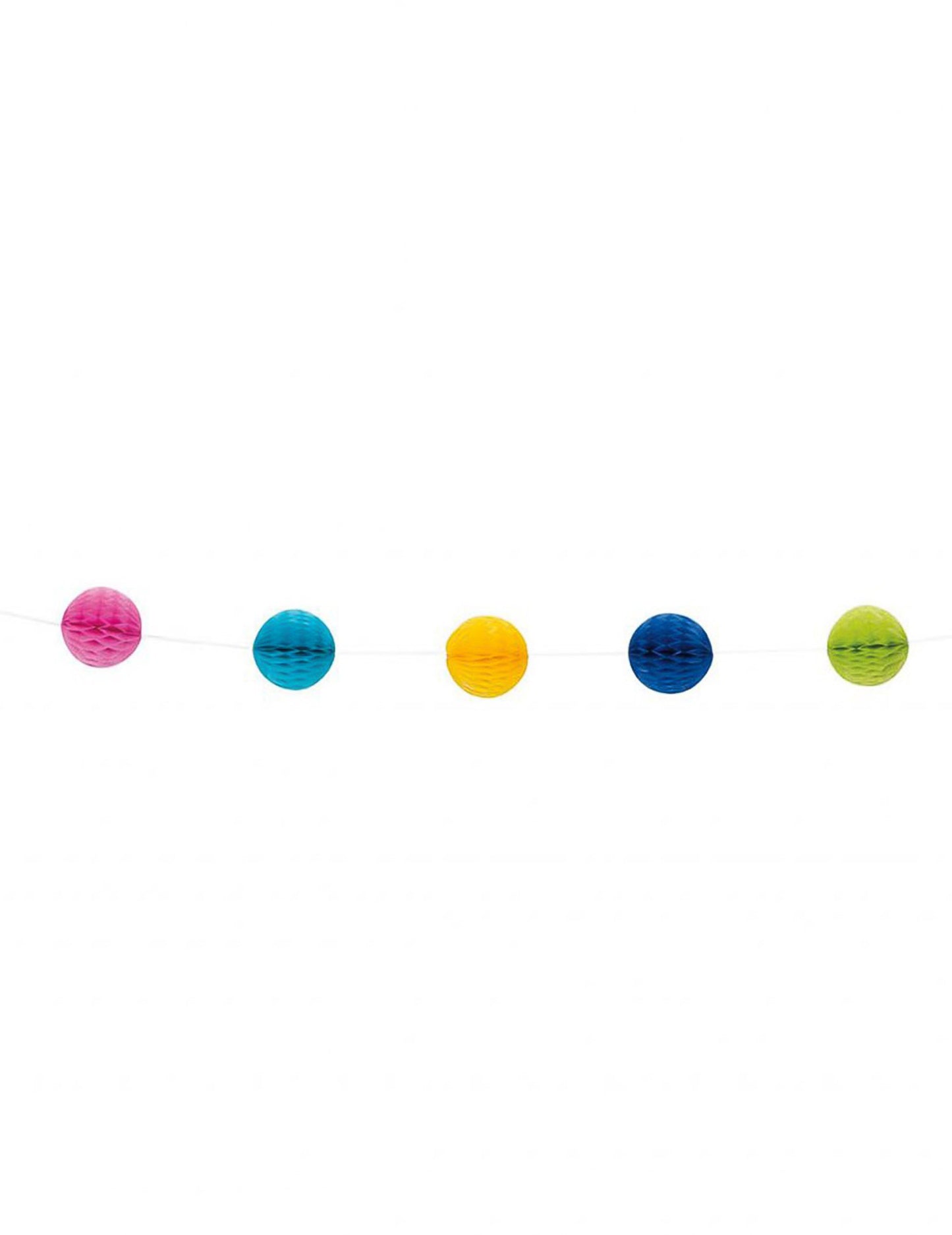 Girlanda z farebných voštinových guličiek 213 cm a 11 pom-pomov 